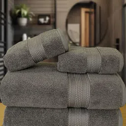 Myntra Elegant Homes Grey 4 Piece Cotton 600 GSM Towel Set-image-31