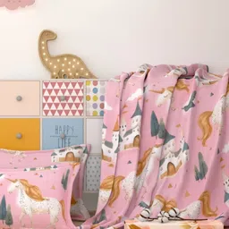 Pure Decor Kinder Pink Cartoon Characters Cotton 400 TC Queen Bedsheet Set-2.28m X 2.54m-image-81