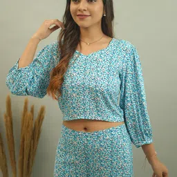 GO BOUJEE Printed Top With Palazzos Co-Ords image 2
