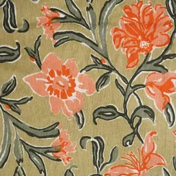 Localkala Peach-Coloured & Beige Printed 210 TC Cotton King Bedsheet Set 2.28 m x 2.74 m-4