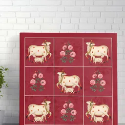 Livin'luxe Burgundy & Beige Canvas Pichwai Cow Painting Wall Art-image-65