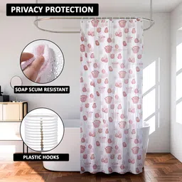 Kuber Industries Brown & Transparent 6 Pieces Printed Waterproof Shower Curtains image 4