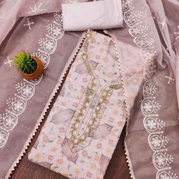LeeliPeeri Designer Printed Organza Unstitched Dress Material-image-65