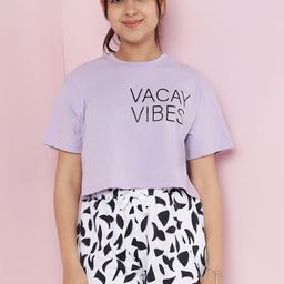 Lil Tomatoes Girls Typography Printed Night suit-image-74