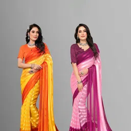 Moda Rapido Pack of 2 Striped Satin Saree-picture-57