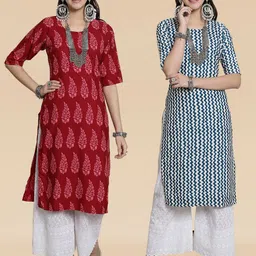 7Threads Women Ethnic Motifs Printed Thread Work Floral Crepe Kurta-12