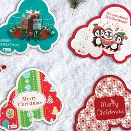 Indigifts 4-Pcs Maroon & Green Christmas Quote Printed Cute Xmas Fridge Magnet-16