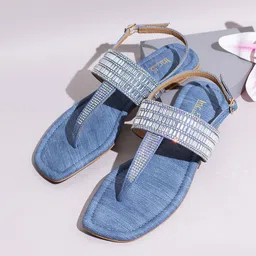 Inc 5 Women Embellished Square Toe T-Strap Flats-9