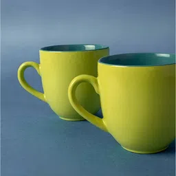 FREEDOM TREE Green & Yellow Handcrafted Solid Ceramic Matte Mugs Set of Cups and Mugs image 4
