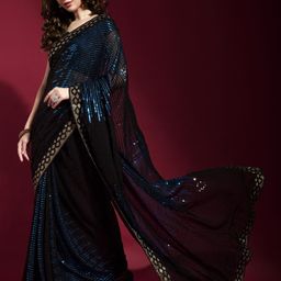 CaniBani Teal Pure Georgette Sarees-image-13