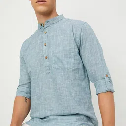 max Men Striped Keyhole Neck Mirror Work Kurta-image-92