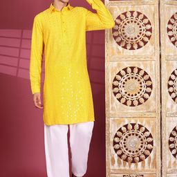 Pro-Ethic STYLE DEVELOPER Embroidered Sequinned Kurta With Pyjamas image 5