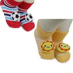 NESKA MODA 6 To 12 Months Baby Set Of 2 Pair Cotton Anti Slip Face Ankle Socks/ Booties-22