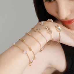 YouBella Set Of 6 Gold-Plated Artificial Stones Studded Link Bracelet-14