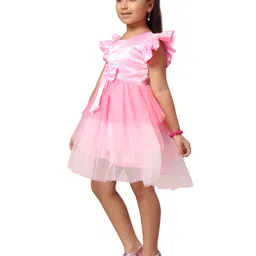 BAESD Flutter Sleeve Net Fit & Flare Dress image 4