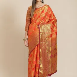 DIVASTRI Woven Design Zari Silk Blend Banarasi Saree-39