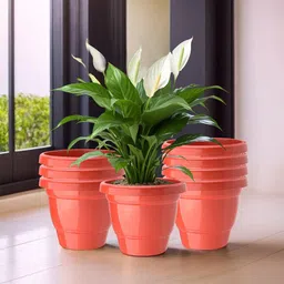 Kuber Industries 8 Pcs Red Lightweight Planters-45