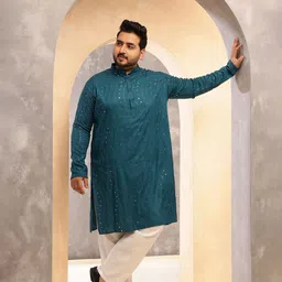 SOJANYA PLUS Men Embellished Side Slits Regular Straight Mirror Work Kurta-picture-36