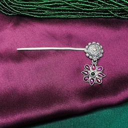 Arte Jewels Stone-Studded Oxidised Hairstick-image-52