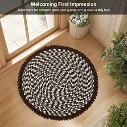 Aura 2-Pcs Red & Cream-Coloured Spiral Round Super Absorbent Doormat image 3