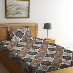 Myntra Elegant Homes Brown Geometric Printed 300 TC Single Bedsheet Set 2.20 m x 1.50 m-image-65