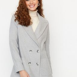 Trendyol Women Solid Notched Lapel Collar Overcoat-image-85
