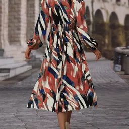BAESD Abstract Printed Crepe Midi Wrap Dress image 4