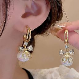 kazare Gold-Plated Contemporary Shaped Drop Earrings-47