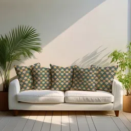 LUSHLYF Green & Blue 5 Pieces Geometric Printed Velvet Square Cushion Covers-image-87