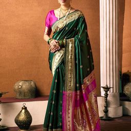 KALINI Woven Design Zari Silk Blend Banarasi Saree-30