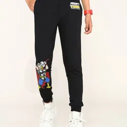 BONKIDS Boys Thor Printed Cotton Mid Rise Joggers-23