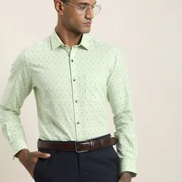 Turtle Men Standard Slim Fit Micro Ditsy Printed Spread Collar Formal Shirt-image-75
