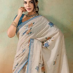 PBS PRINTS Floral Printed Zari Zari Maheshwari Saree-image-58