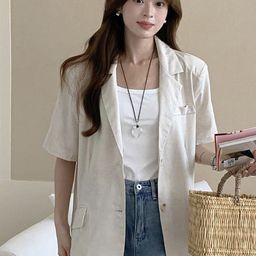 LULU & SKY Notched Lapel Collar Single-Breasted Longline Blazer-picture-42