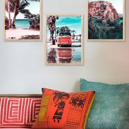 Kotart Blue & Brown 3 Pieces Wooden Modern Painting Wall Arts-picture-29