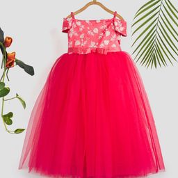 Toy Balloon kids Girls Floral Embroidered Embellished Fit & Flare Maxi Dress-91