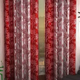 BELLA TRUE Maroon & Pink 2 Pieces Floral Printed Black Out Long Door Curtains-picture-22
