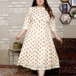 FLAVIA CREATION Plus Size Floral Printed Gotta Patti A-Line Ethnic Dress-picture-6