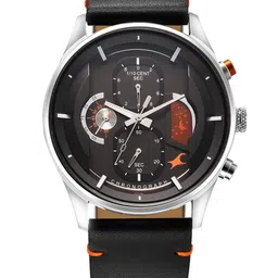 Fastrack Men Brass Patterned Dial & Leather Straps Analogue Watch 3315KL01-25