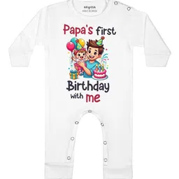 Arvesa Papa First Birthday With Me Printed Bodysuit-image-42