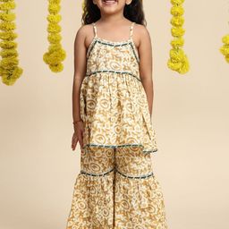 Cutiekins Girls Printed Regular Gotta Patti Kurta with Sharara-picture-40