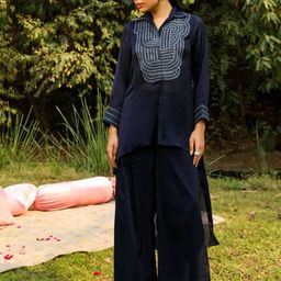 AJIESH OBEROI Printed Shirt Collar Neck Tunic With Palazzos Co-Ords-image-65