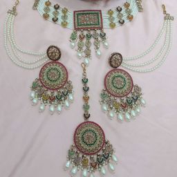 AASHISH IMITATION Gold-Plated Stone Studded & Beaded Jewellery Set-image-96