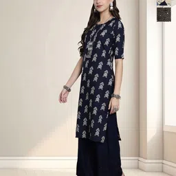 HERE&NOW Selection Of 3Ethnic Motifs Printed Round Neck Straight Kurtas-image-37