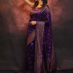 INDIOTSAV Woven Design Zari Silk Blend Banarasi Saree-picture-29