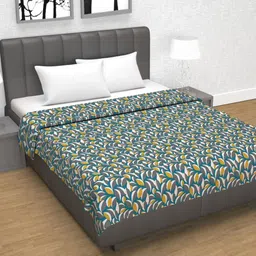 Divine Casa Grey & Blue Floral AC Room 120 GSM Double Bed Dohar-image-35