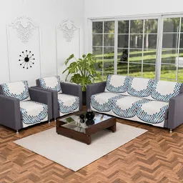 Kuber Industries Grey & Blue 10 Pieces Printed Anti Skid Velvet Sofa Covers-image-22
