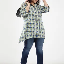 The Pink Moon Shirt Collar Printed Tunic-image-33
