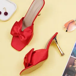 HUNYZA FOOTWEAR Women Embellished Open Toe Ankle Loop Mules Heels-8