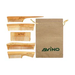 Avino Set Of 5 Kacchi Neem Wooden Combs-image-8
